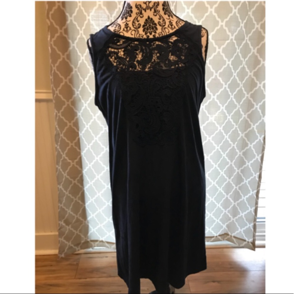 Faux suede dress with lace details!